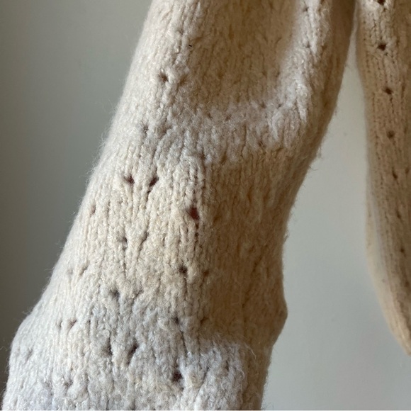 Rylee + Cru Girls Knit Cardigan Sweater 8-9Y Cream Button Front Wool Blend - Picture 6 of 11